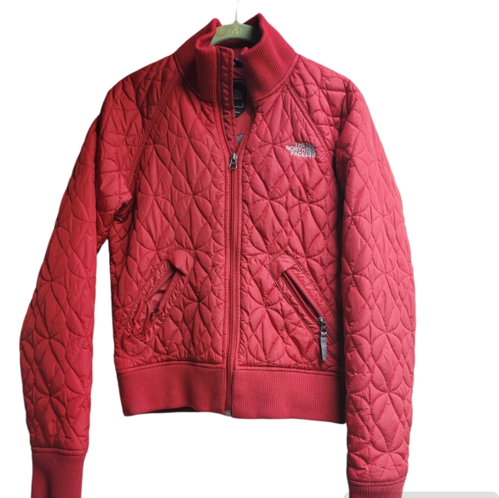 northface jacket women's medium dark red puffer bomber jacket